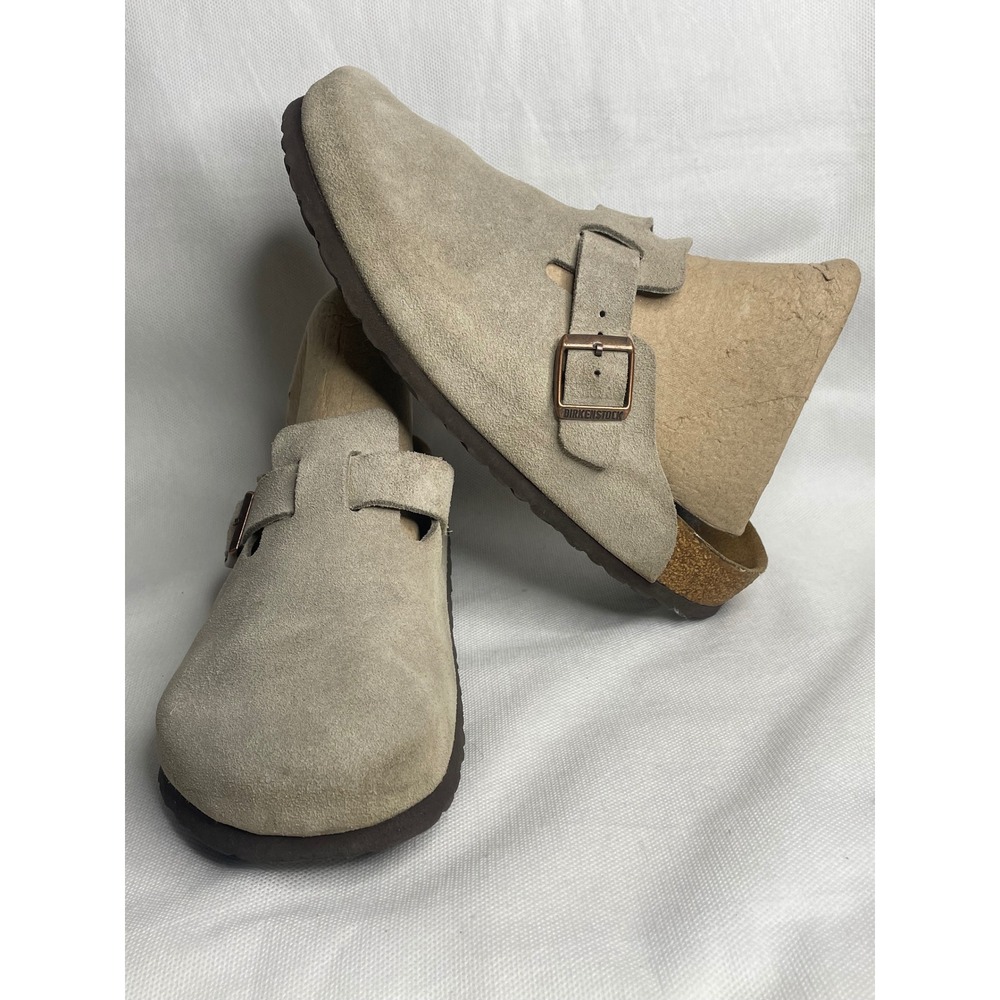 Birkenstock Boston Soft Footbed Suede Clogs Mens Size 42 US 9 Taupe Brown Sandal